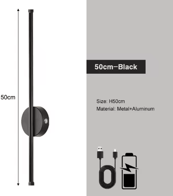 Inspire Picks Rechargeable LED Wall Sconce 3CCT Wireless Dimmable Wall Light With Remote & Touch Control a Black 50cm with Battery