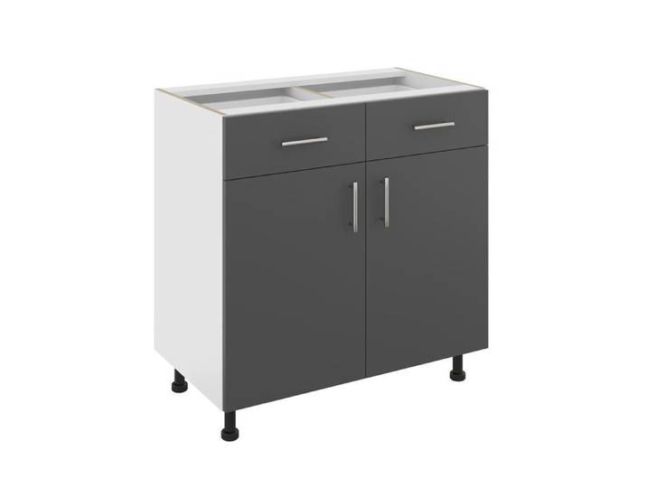 Meuble bas haaus Karo 2 tiroirs 2 portes Anthracite/Blanc 80 x 50 x 80 cm