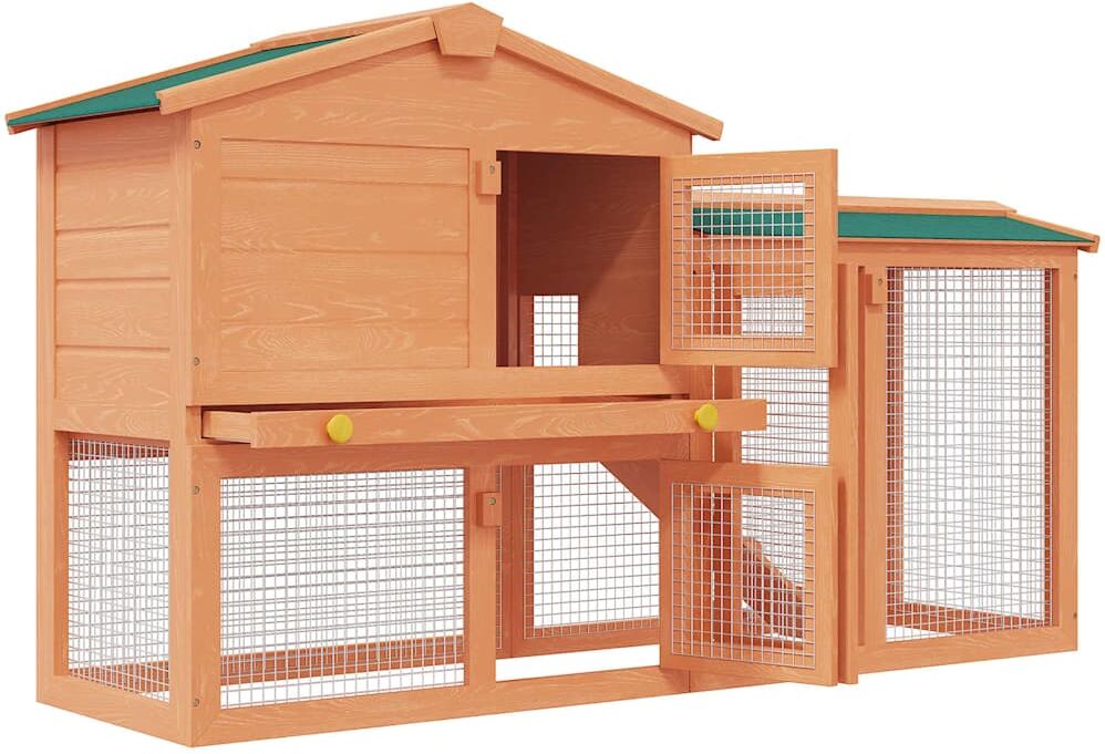 vidaXL Clapier large d'extérieur pour petits animaux de compagnie Bois