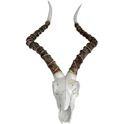 DELUKE Impalakopf GEOHE Kunststoff Weiß 11,5x33x68cm Wanddekoration Geweih Tier-Dekoration