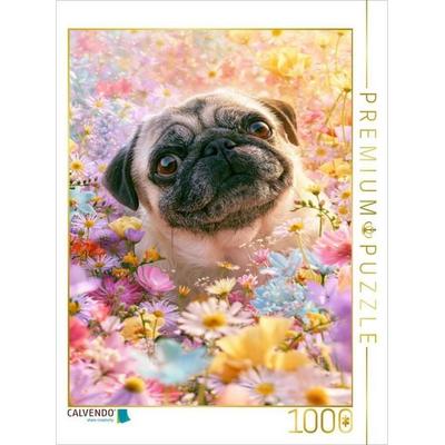 CALVENDO Puzzle Blütenzauber und Hundeglück | 1000 Teile Lege-Größe 64x48cm Foto-Puzzle für glückliche Stunden