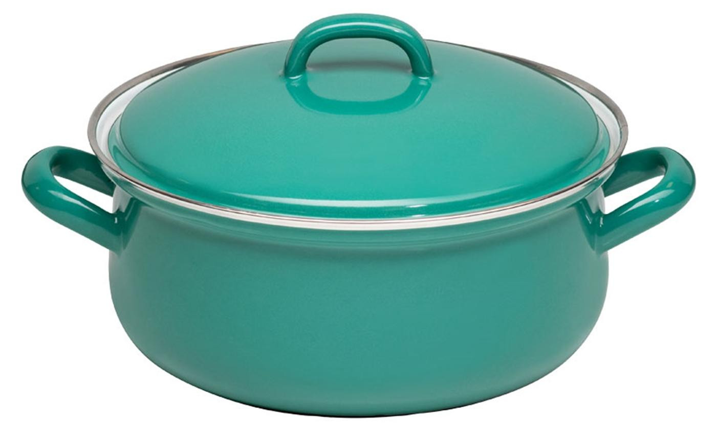 Riess pan met deksel, 2 liter, diameter: 20 cm, kleur: nature green, donker emaille