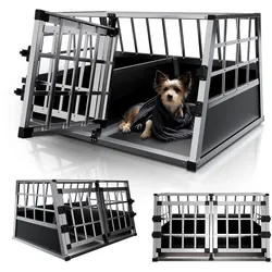Juskys Alu Hundetransportbox L-X - 89x70x51 cm verschließbar & pflegeleicht - Hundebox Hunde