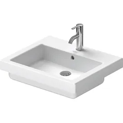 Duravit Einbauwaschtisch Vero 55cm weiß mit Überlauf, mit Hahnlochbank, 1 Hahnloch, 03155500001, Farbe: Weiß mit Wondergliss