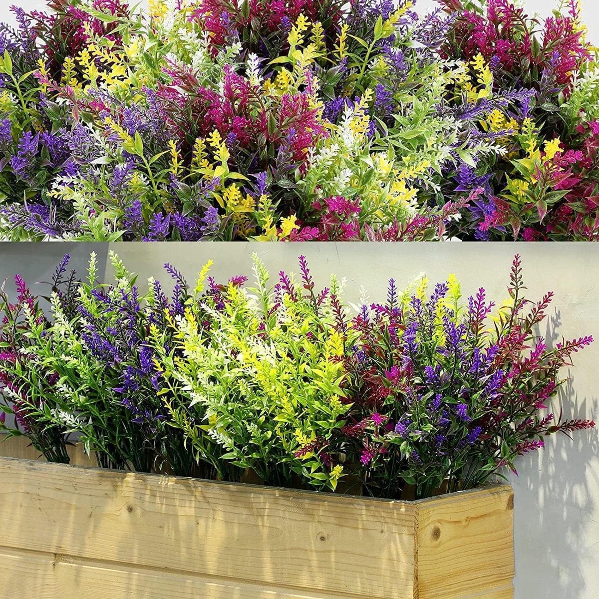 Set van 12 bundels kunstlavendel met gemengde kleuren voor huisdecoratie, UV-bestendig