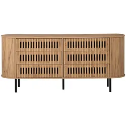 SIDEBOARD 160cm Lamellen-Design 6 Schubladen Metallfüße Kommode
