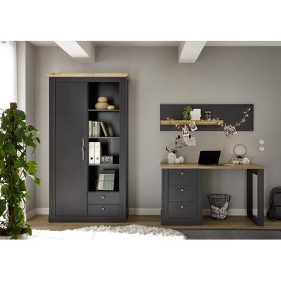 Büromöbel-Set OTTO HOME "Westminster", grau (grau dunkel), B:246cm H:203cm T:60cm, Holzwerkstoff, Metall, Arbeitsmöbel-Sets, Büromöbel-Set, im romantischen Landhausstil, exclusiv by Otto