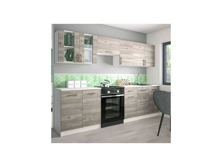 Cuisine Leco 260 chêne nelson plan de travail blanc