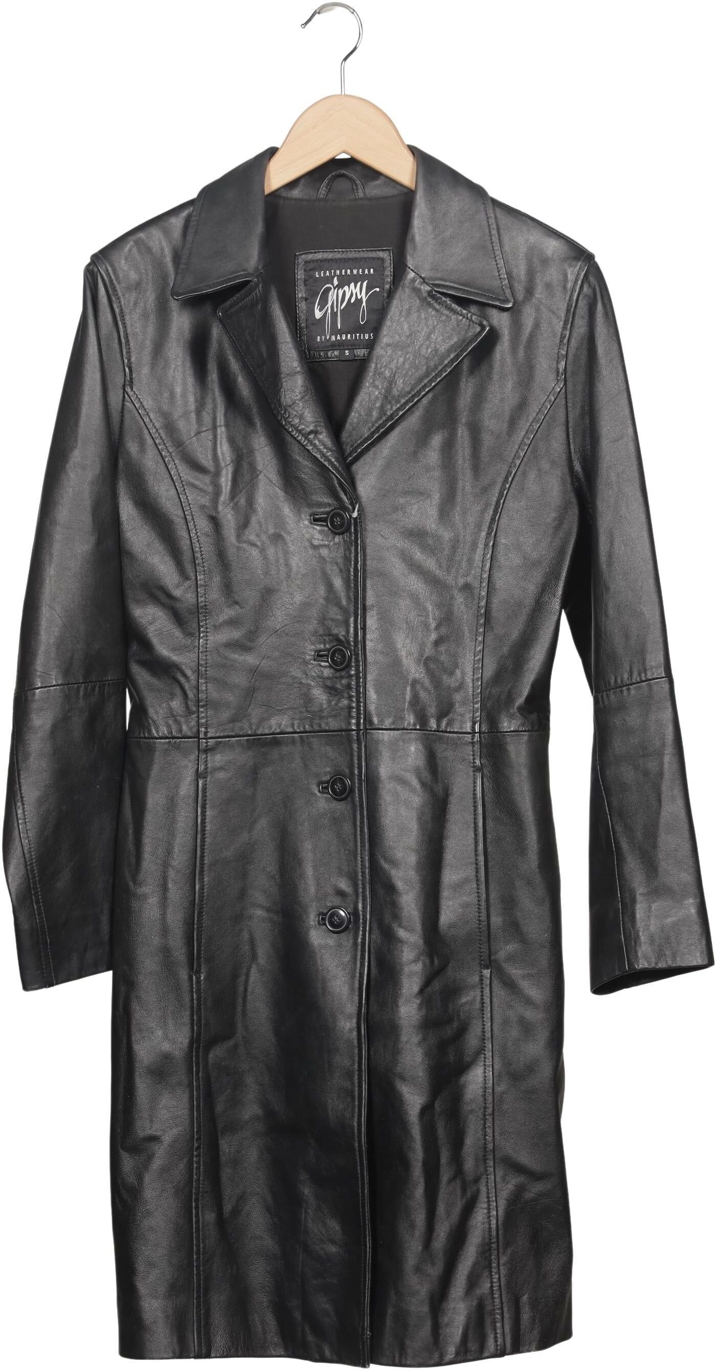 Gipsy Damen Mantel, Schwarz, Gr. S, Leder / Synthetik - Second Hand