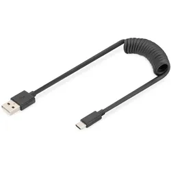 Digitus USB-A - USB-C Spiralkabel, 1m