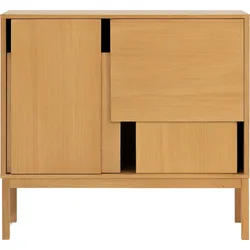 Layer Schrank auf Beinen, helle Eiche