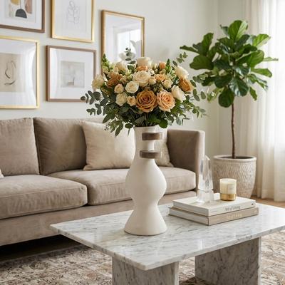 Sagebrook Home Ecomix Ivory Cylinder Textured Abstract Vase