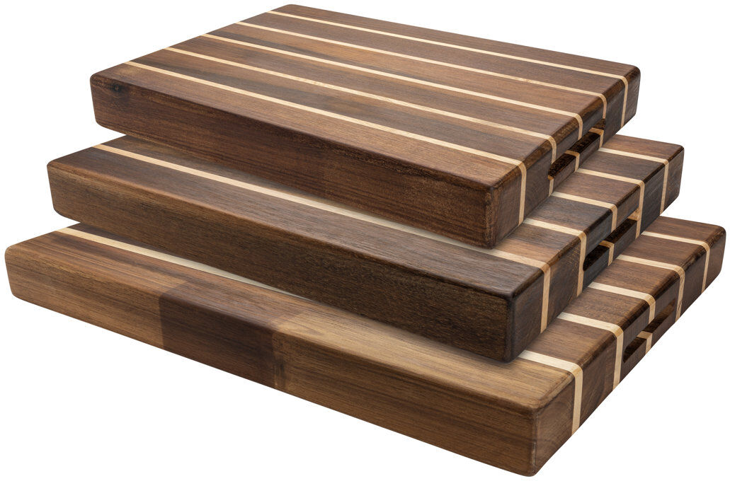 Grunwerg Rockingham Forge Extra Thick Multi-Wood Rectangular Chopping Board, Carbonized Acacia & Rubber Wood, 45 X 35 X 4.5 Cm 40cm L x 30cm W