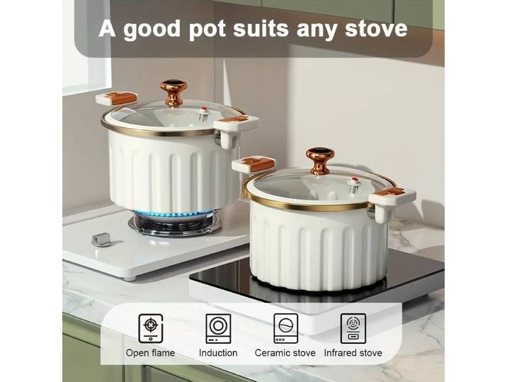 Nouvelle casserole à micro-pression de grande capacité, casserole romaine antiadhésive, casserole multifonctionnelle à double anse, casserole à soupe universelle pour cuisinière à induction