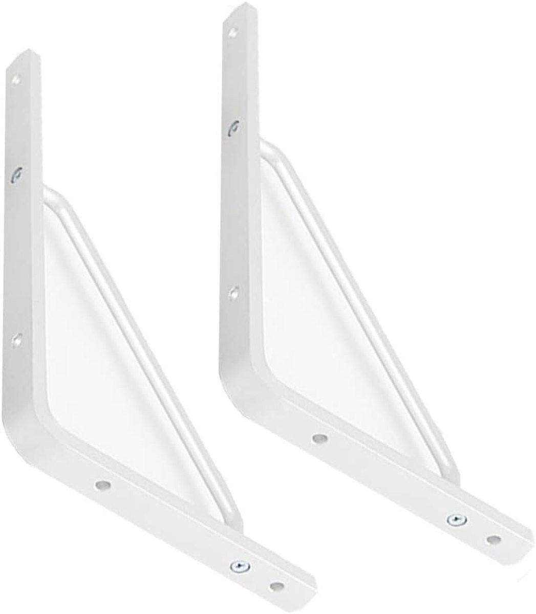 Set van 2 Haakse Plankbeugels met Driehoekige Structuur in Wit en Zwart