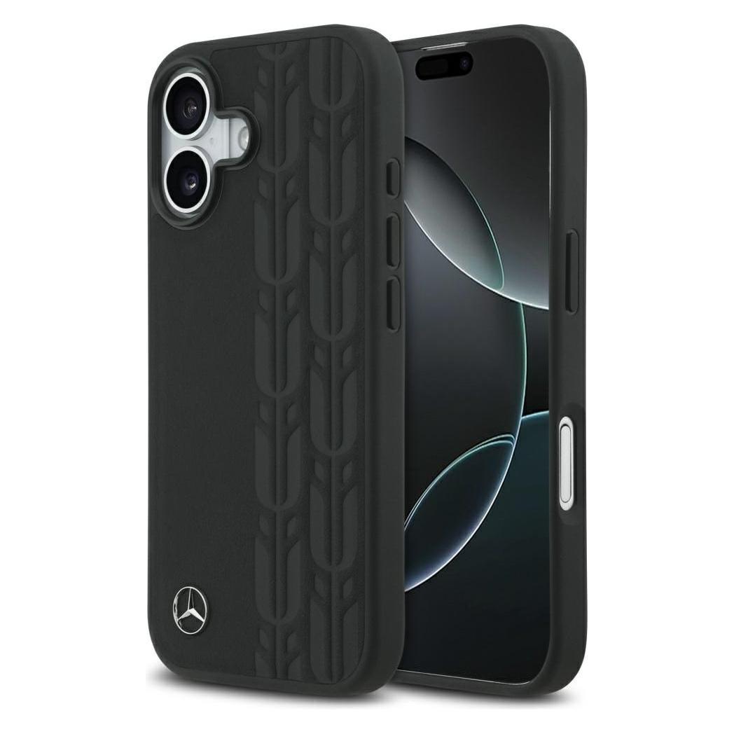 Mercedes Leather Laurel Leaves MagSafe Case for iPhone 17 Black (Apple iPhone 17) (MEHMP17S25RDSLAK)