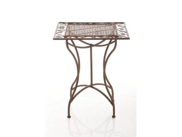 Table de jardin terrasse balcon design rustique en fer forge marron vieilli 10_0003814