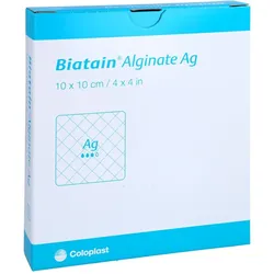 Biatain Alginate Ag Kompressen 10x10 cm mit Silber