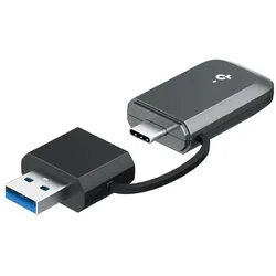 TP-Link BE3600 WI-FI 7 USB ADAPTER (USB-C, RJ45 (1x)), Netzwerk Adapter, Schwarz, Grau