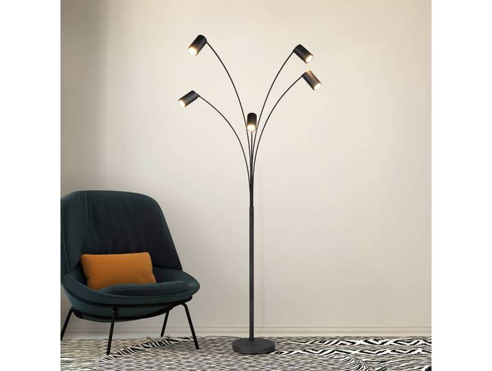 Trio Lighting Stehlampe Marley, schwarz, für Wohn- / Esszimmer, Metall, Modern, Stehleuchte