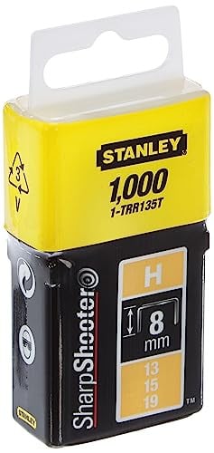 Stanley nietjes type H, 8 mm, 1000 stuks, roestvrij staal, zilver