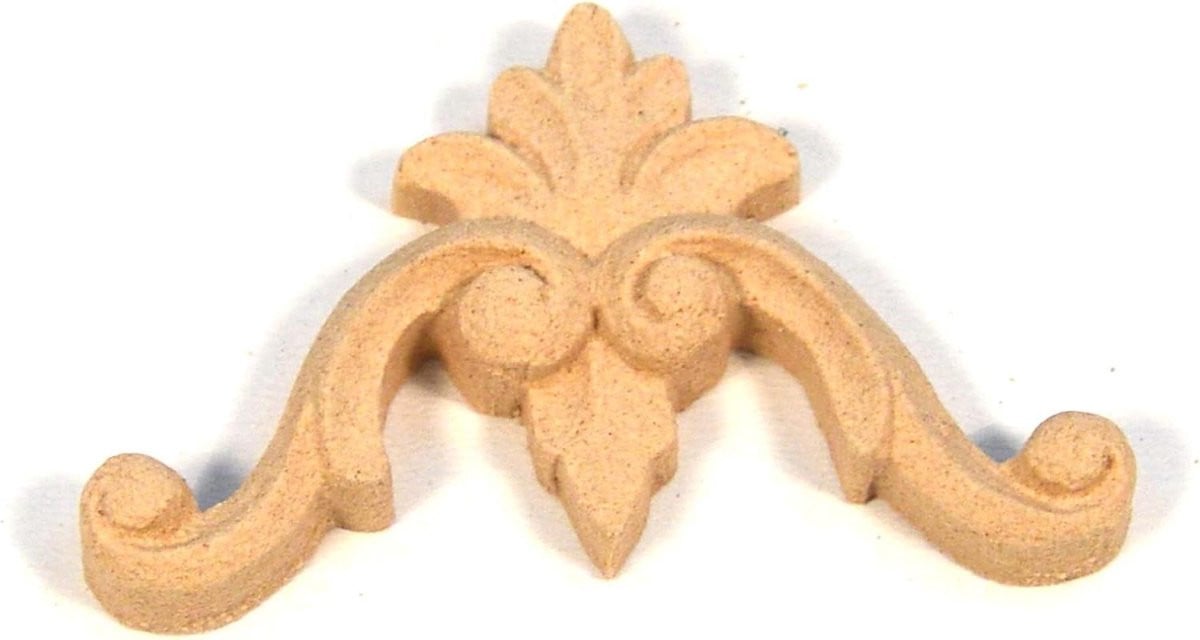 Meubelornament Houtpasta Applique Houtsnijwerk Onbehandeld B: 60 mm, H: 42 mm