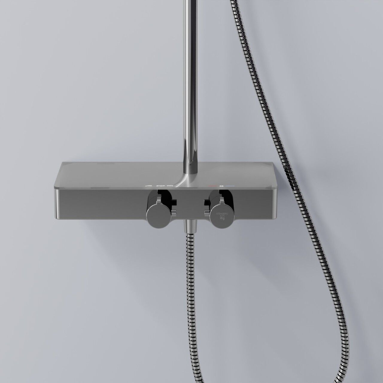 Steinberg Serie 390 Brauseset mit Thermostat, Umsteller und Glasablage, chrom, 3902700 3902700