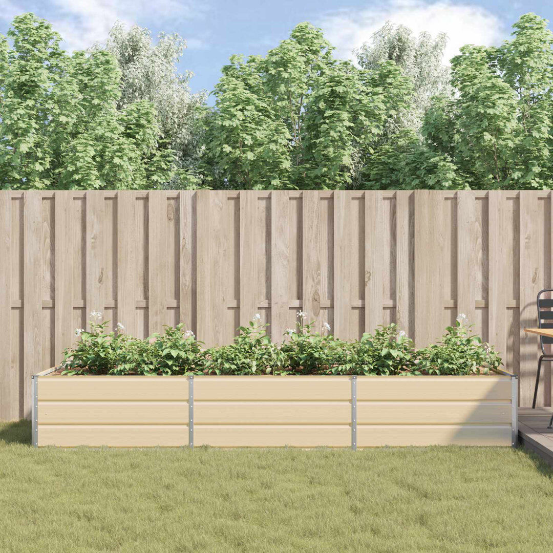17 Stories Planter Galvanised Steel Ivory 45cm H x 290cm W x 100cm D