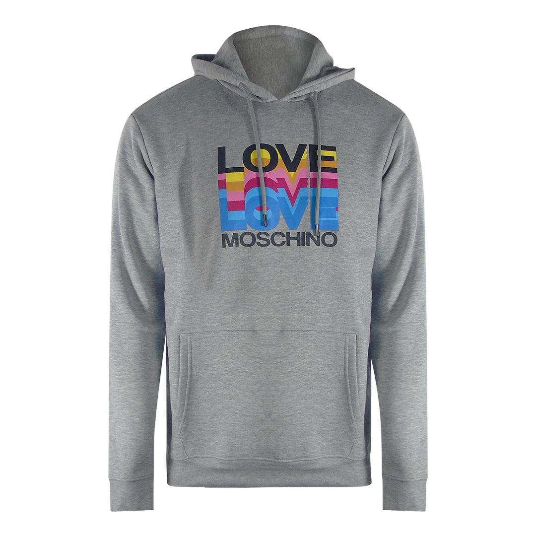 Moschino Hoodie Mit Mehreren Logos, Grau, Mit Liebesmotiv