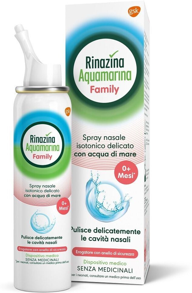 HALEON ITALY Srl Rinazina Aquamarina Family Spray Nasale Isotonico Delicato, 100 ml