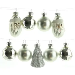 Kaemingk, Christbaumschmuck, Christbaumkugeln Figuren Mix Silberfarben aus Glas - 9er Set