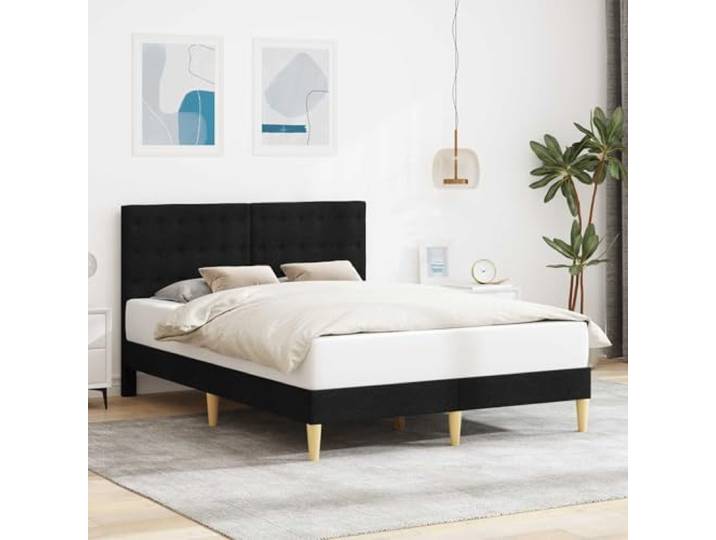 RJPLMFV Bettgestell, Stoff, Schwarz, 120 x 200 cm Kopfteil aus Sperrholz, konische Beine, inklusive Latten, modernes urbanes Design