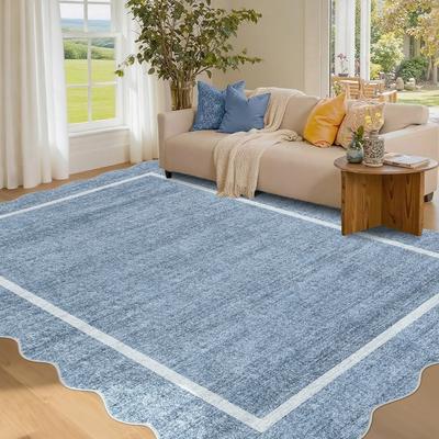 Garvee Modern Distressed Scalloped Edge Area Rug