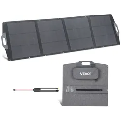 VEVOR 200W Faltbares Solarpanel, Tragbares Solarmodul mit 24% Effizienz IP67 Wasserschutz Monokristalline Solarzellen, Mobiles Solarladegerät mit USB-A Typ-C & DC Anschluss für Camping Outdoor Notfall