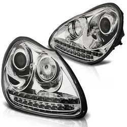 Xenon Scheinwerfer LED Tagfahrlicht Optik passend für Porsche Cayenne 955 02-06 Chrom