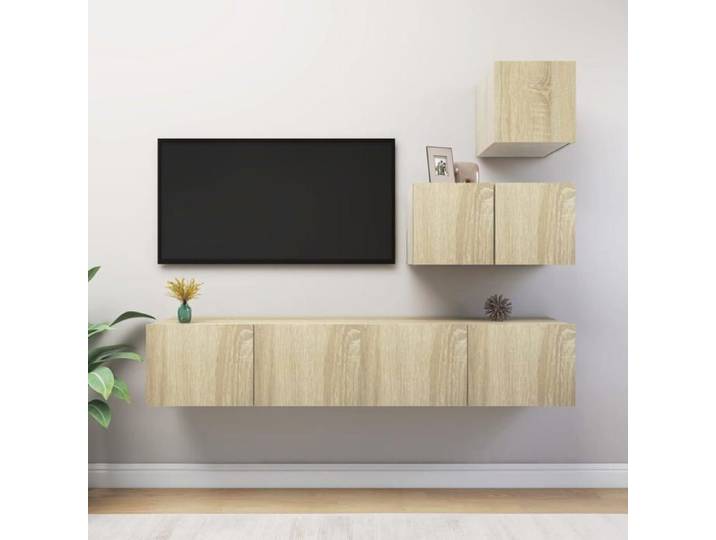 Ensemble Armoires-HIFI (Lot de 4) - Meuble TV suspendu - Grande espace - Chêne sonoma Bois d'ingénierie(4 parcel) T6128
