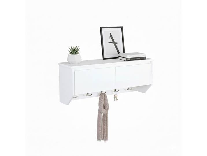 Relaxdays Wandgarderobe Weiß 5 Haken Mdf, Holzwerkstoff, Metall, 78x30x20 cm, Garderobe, Garderobenpaneele, Wandgarderobe