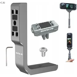 Sunnylife L-förmige Metallhalterung, vertikal und horizontal, mit Magnetadapter für Insta360 X5 / X4 / X4 Air, Action Cam Zubehör