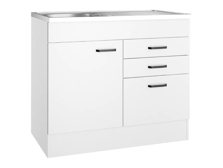 Meuble sous évier 1 porte 100 x 60cm Blanc/Blanc