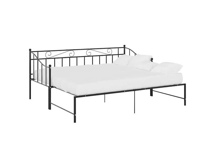 vidaXL Ausziehsofa Bettgestell Schwarz Metall 90/200 Cm, Naturmaterialen, 90x200 cm, Schlafzimmer, Betten
