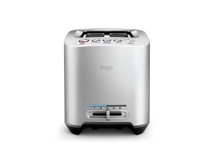 Sage The Smart Toast, 2-Scheiben, Gebürstetes Aluminium 2-Scheiben, Toaster mit Extra-Breiten Schlitzen, 5 Einstellungen, Schnelle Reinigung, Absenken auf Knopfdruck