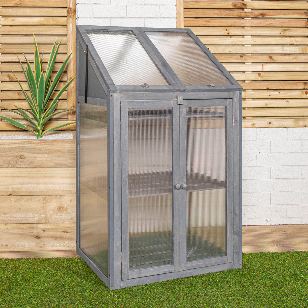 Samuel Alexander Wooden Mini Greenhouse Cold Frame - Small Greenhouse Grey H120 x W69 x D49cm 49cm W X 49cm D