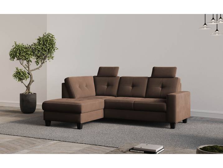 Ecksofa, Dunkelbraun, 226x170 cm, 100% Polyester, Mit Bettfunktion, Modern
