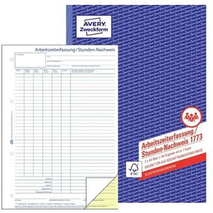 Zweckform Avery  1773 Stundenerfassung A4 2x40Blatt
