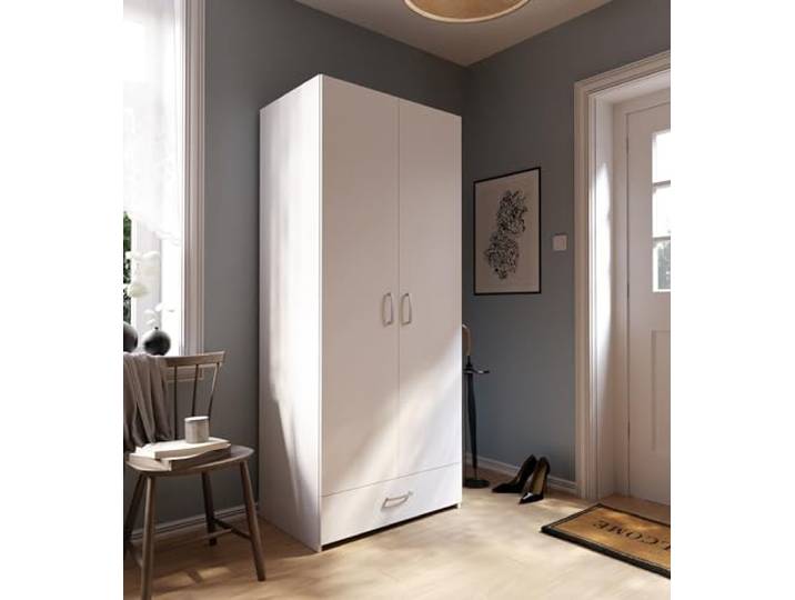 möbelando Kleiderschrank >ECONOBOX< in weiß - 79,7x190,5x54,4cm (BxHxT)