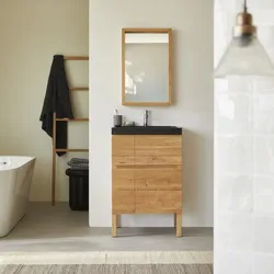 Badezimmermöbel Easy 60 cm aus massiver Eiche und Lavastein