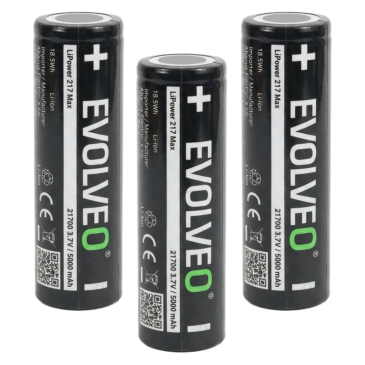 Evolveo LiPower 217 Max 5000 - Li-ion baterie 21700 (3.7 V / 5000 mAh) 3 ks (3 Stk., 21700, 5000 mAh) (LIP-2175M-3)