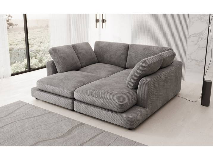 Designer Lounge-Sofa Thalessa in Cord - Vintage Blau - Cord - Luxusbetten24