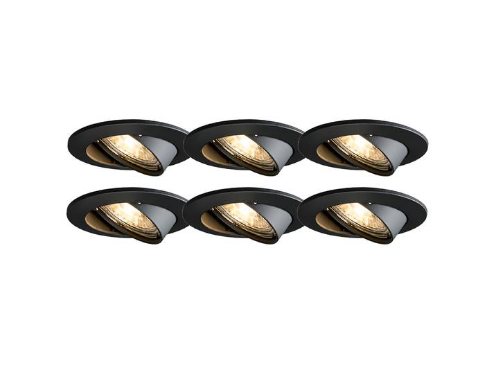 Lot de 6 spots encastrés modernes noirs orientables - Edu