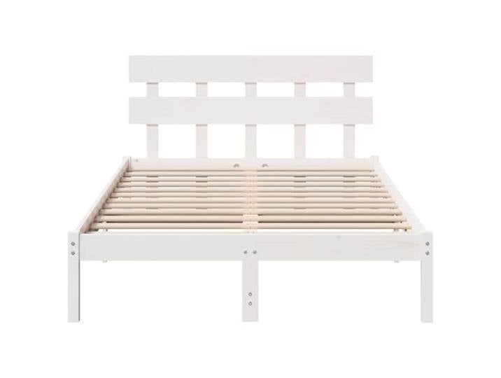 KTHLBRH Bettgestell weiß 120 x 200 cm Massivholz Kiefer Mit Kopfteil, modernes Design, einfache Pflege, Kapazität 200 kg